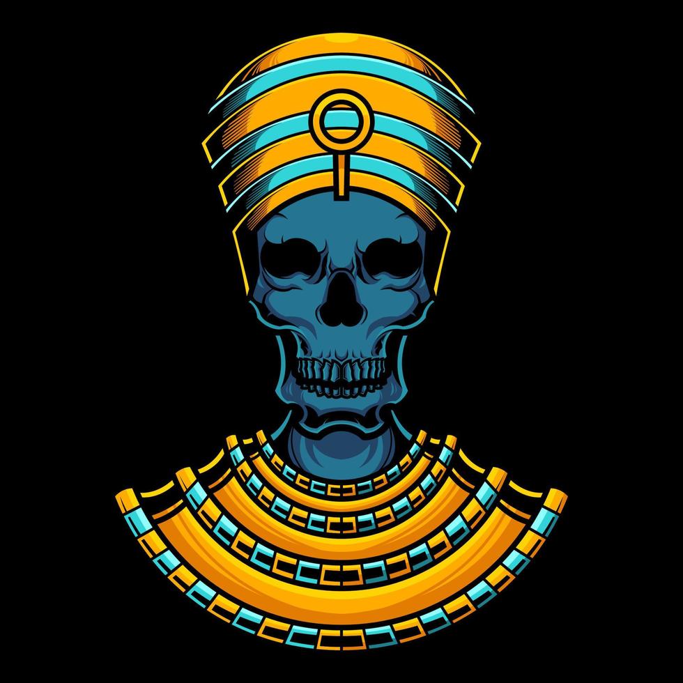 Egyptian Skull cleopatra head logo illustration vector