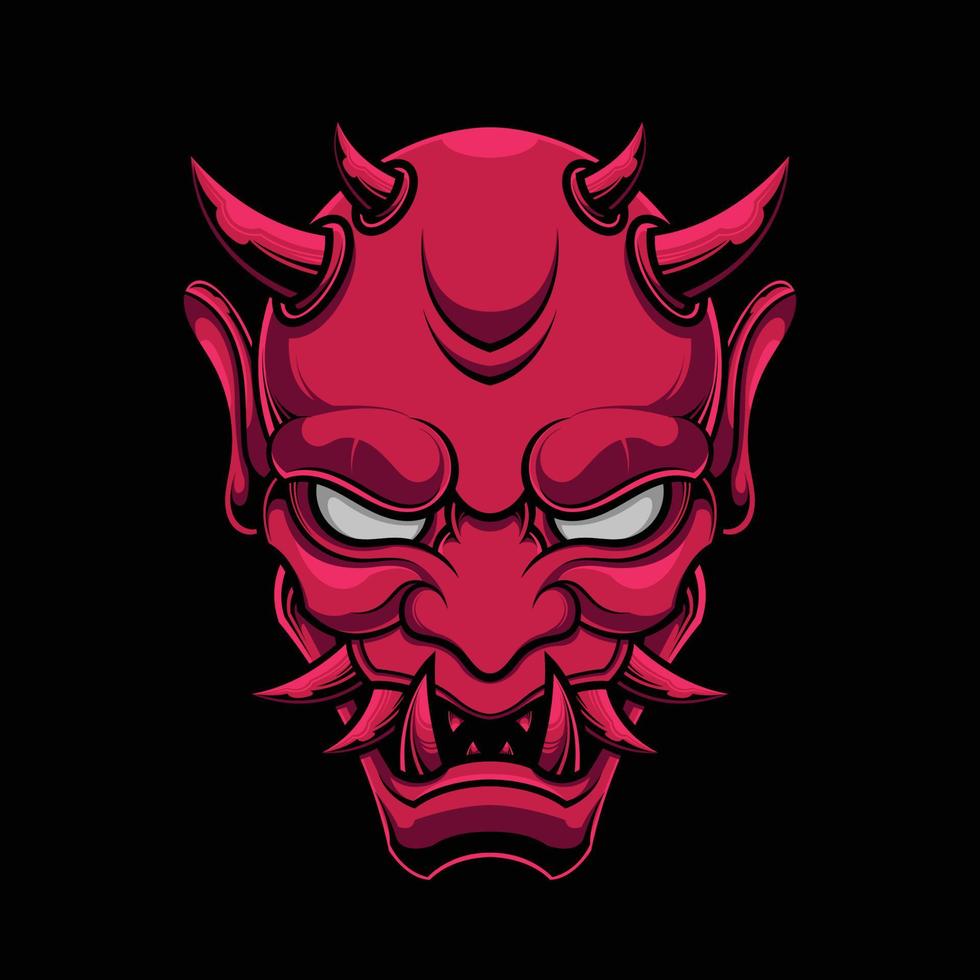 Japanese Hannya Devil Oni Mask Illustration vector
