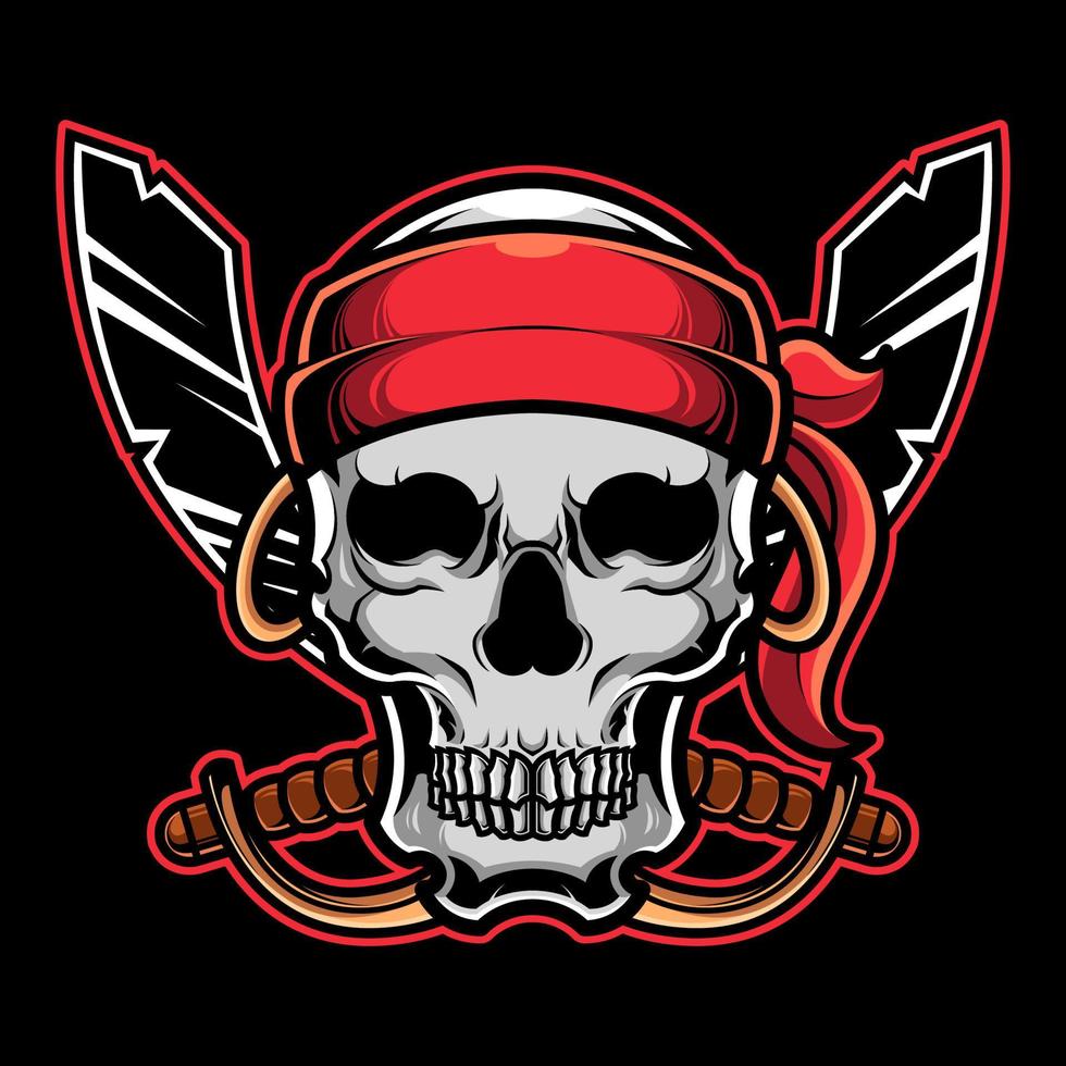 Ilustración de logo de cabeza de calavera pirata vector