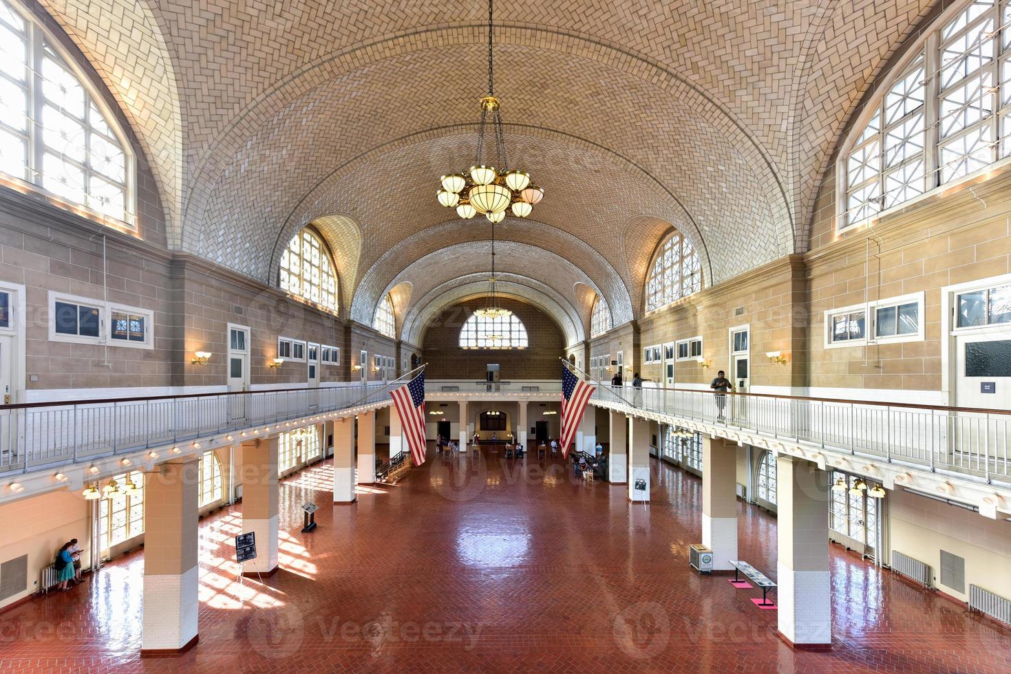 The  Registry Room or at Ellis Island National Park in New York. photo