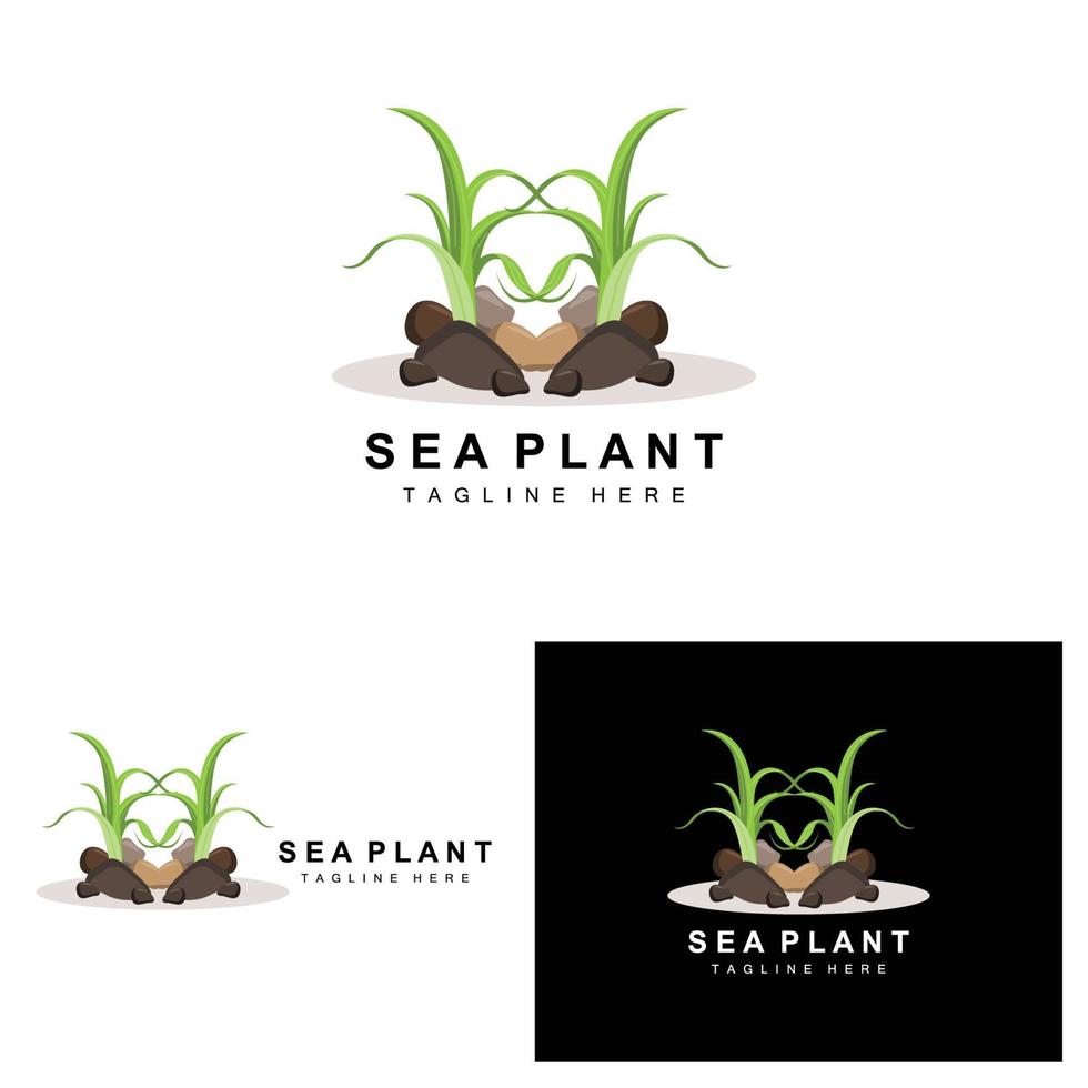 Seaweed Logo, Sea Plants Vector Design, Grocery And Nature Protection