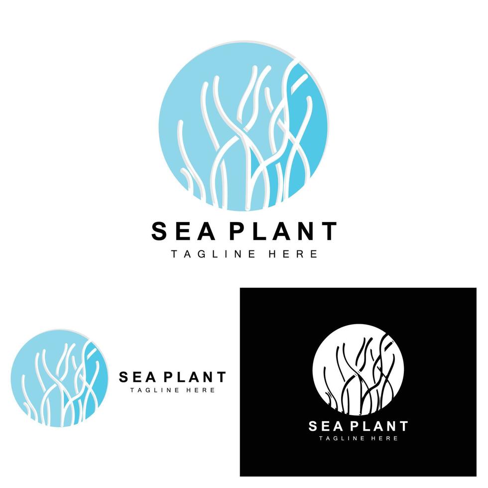 Seaweed Logo, Sea Plants Vector Design, Grocery And Nature Protection