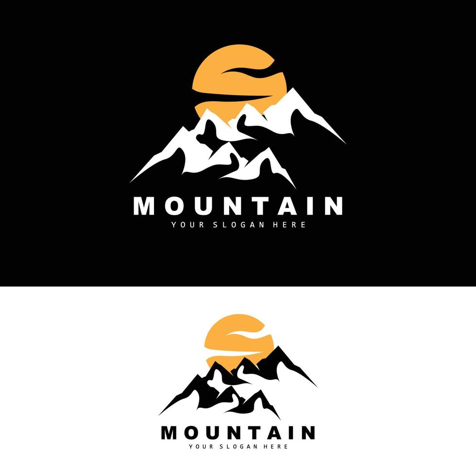 diseño del logotipo de la montaña, lugar vectorial para los amantes de la naturaleza vector