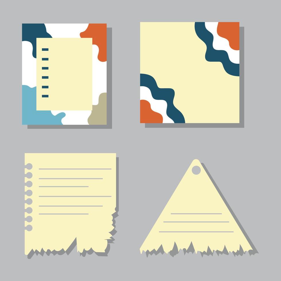 Ripped Pages Design. Torn Paper Notes Torn Edges With Tape, Vector Notepad Realistic Color Stationery Blank Memo Paper