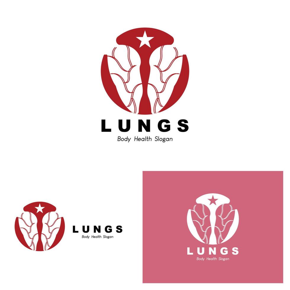 Lungs Logo Design, Body Organ Health Care Vector Illustration