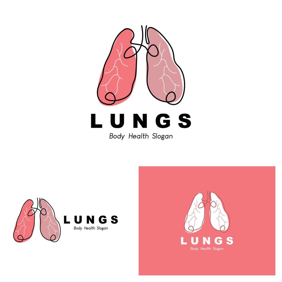 Lungs Logo Design, Body Organ Health Care Vector Illustration