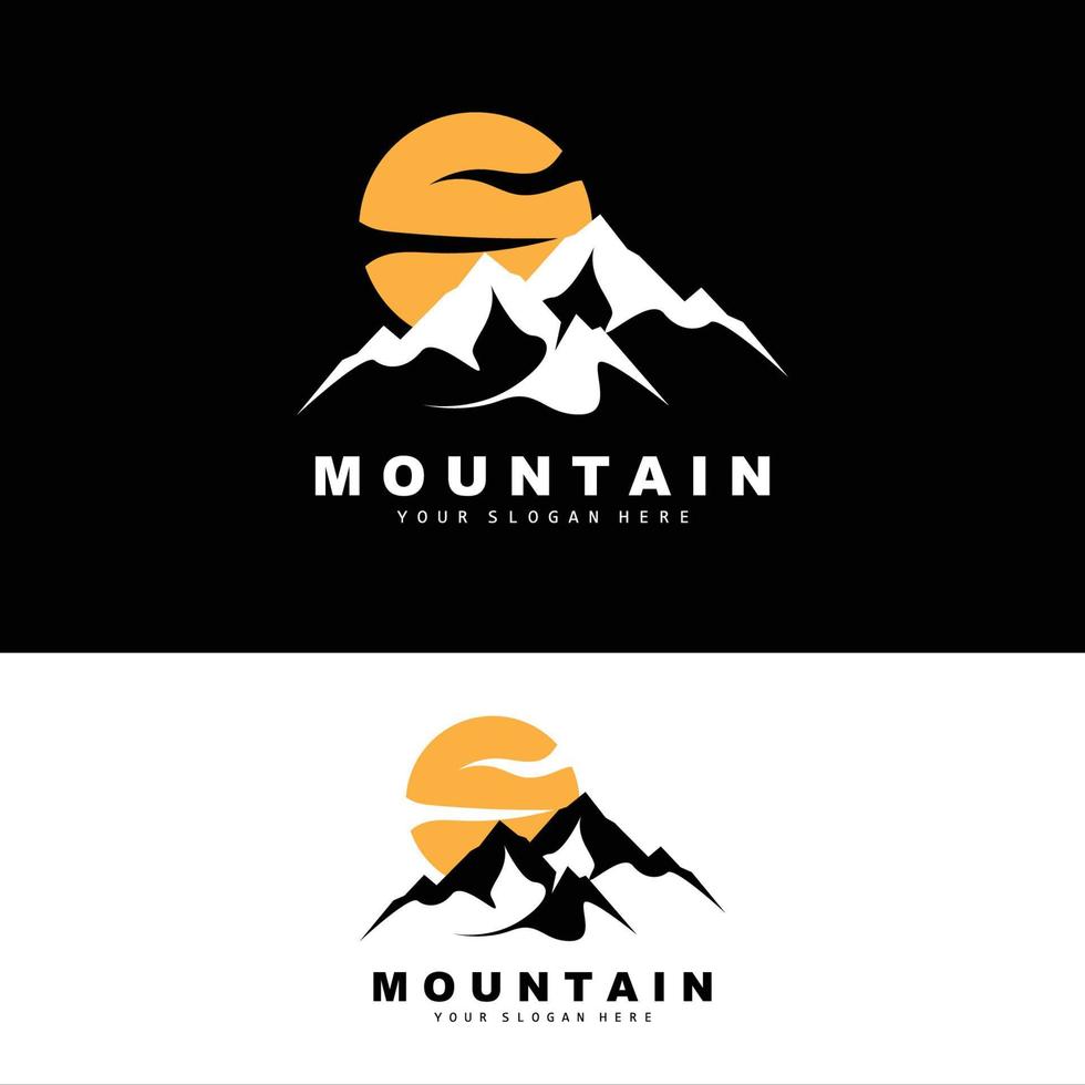 diseño del logotipo de la montaña, lugar vectorial para los amantes de la naturaleza vector