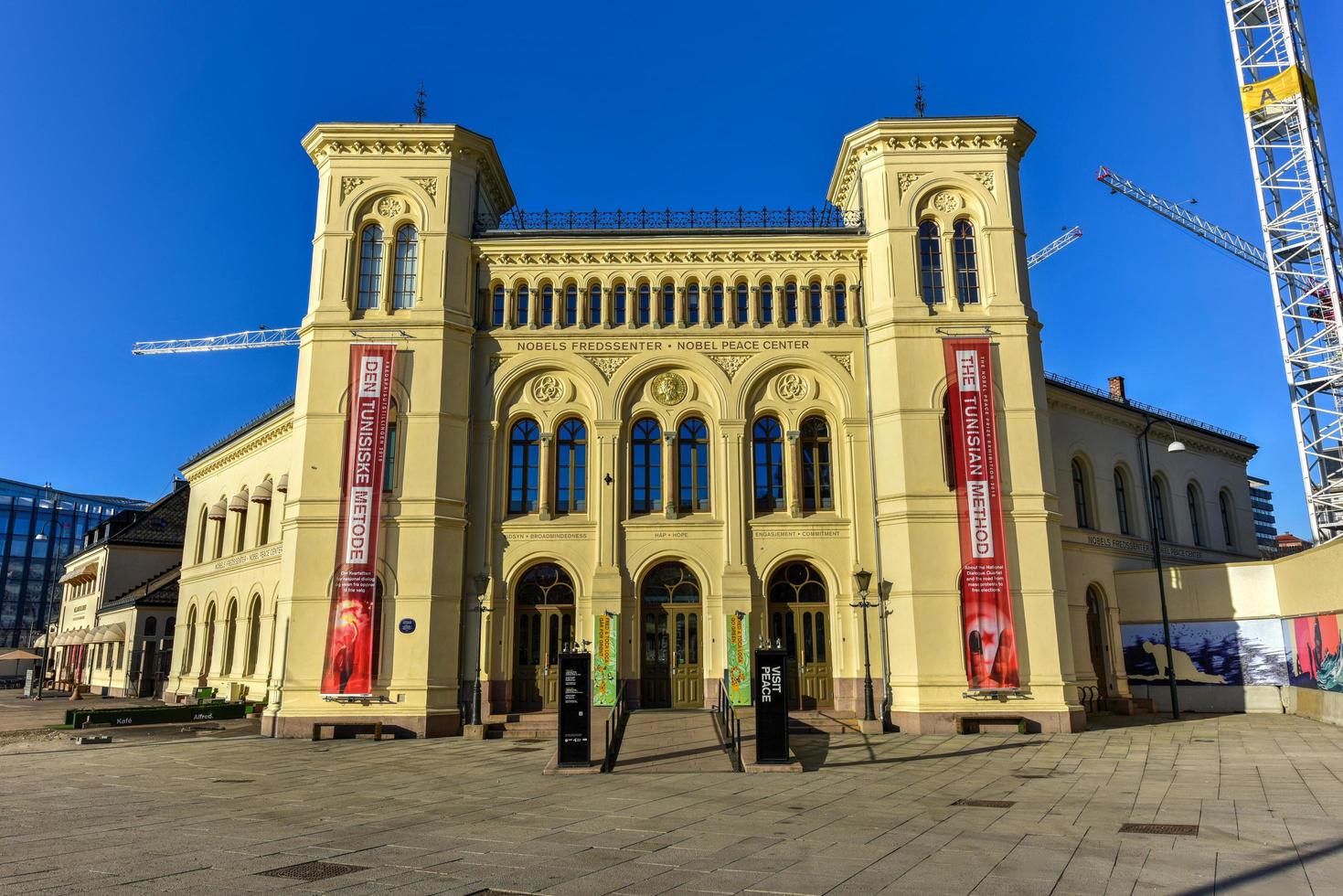 Oslo, Norway - February 28, 2016 -  The Nobel Peace Center is a showcase exhibition for the Nobel Peace Prize, the ideals it represents and the Laureates with their work. It's located in Oslo, Norway. photo