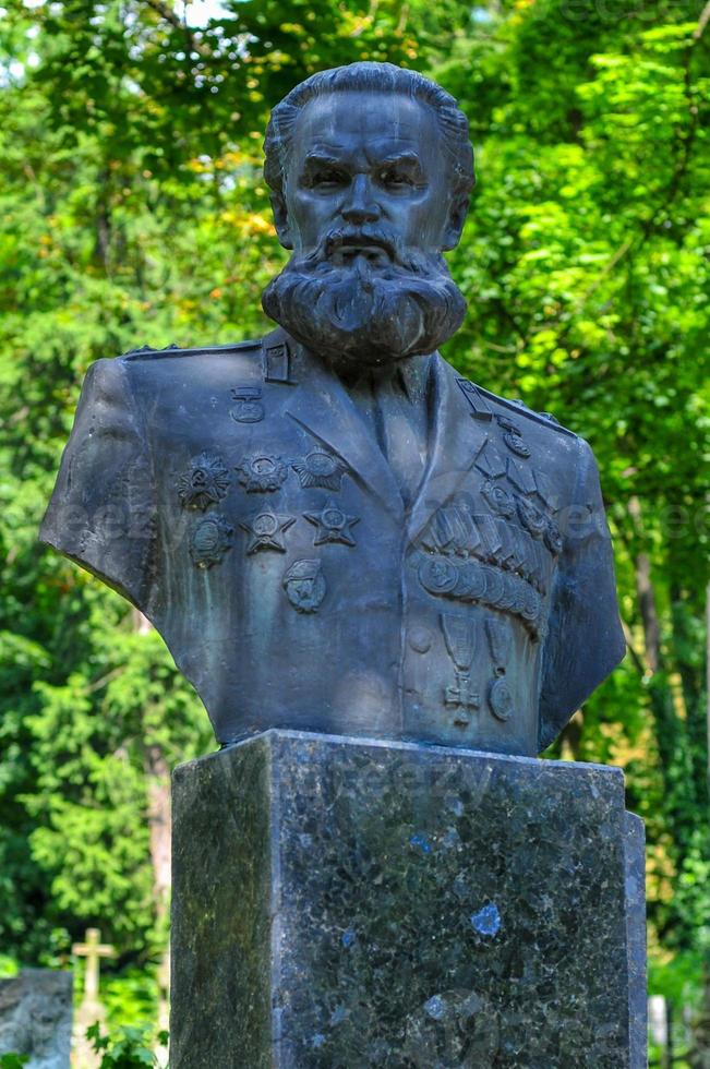 Monument in Lychakiv Cemetery  a famous and historic cemetery in Lviv, Ukraine. photo