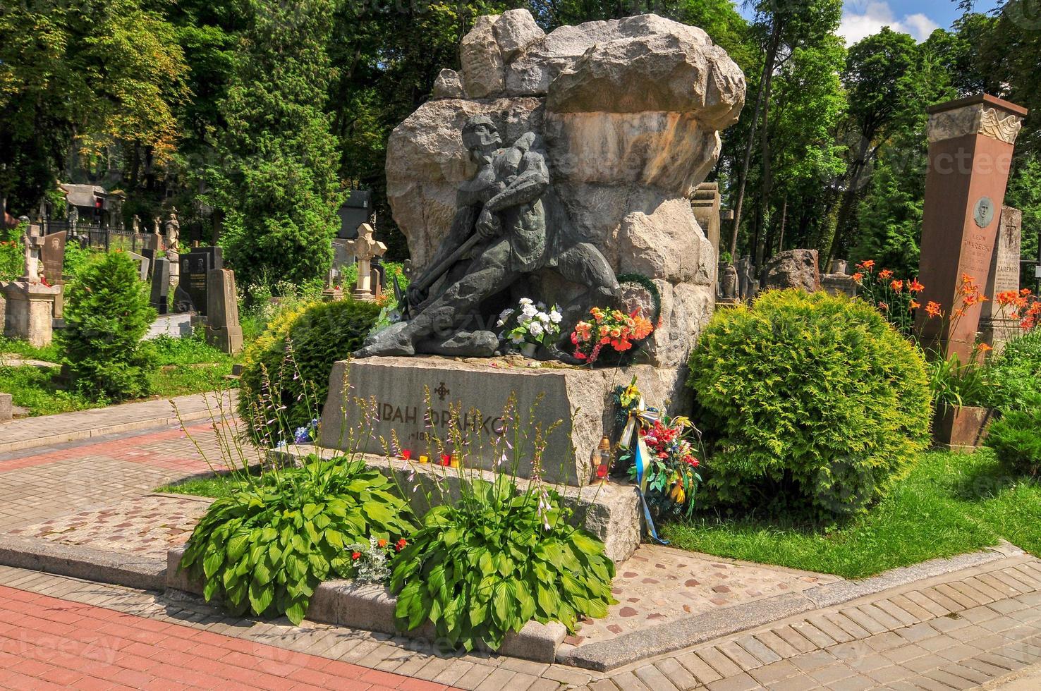 Monument in Lychakiv Cemetery  a famous and historic cemetery in Lviv, Ukraine. photo