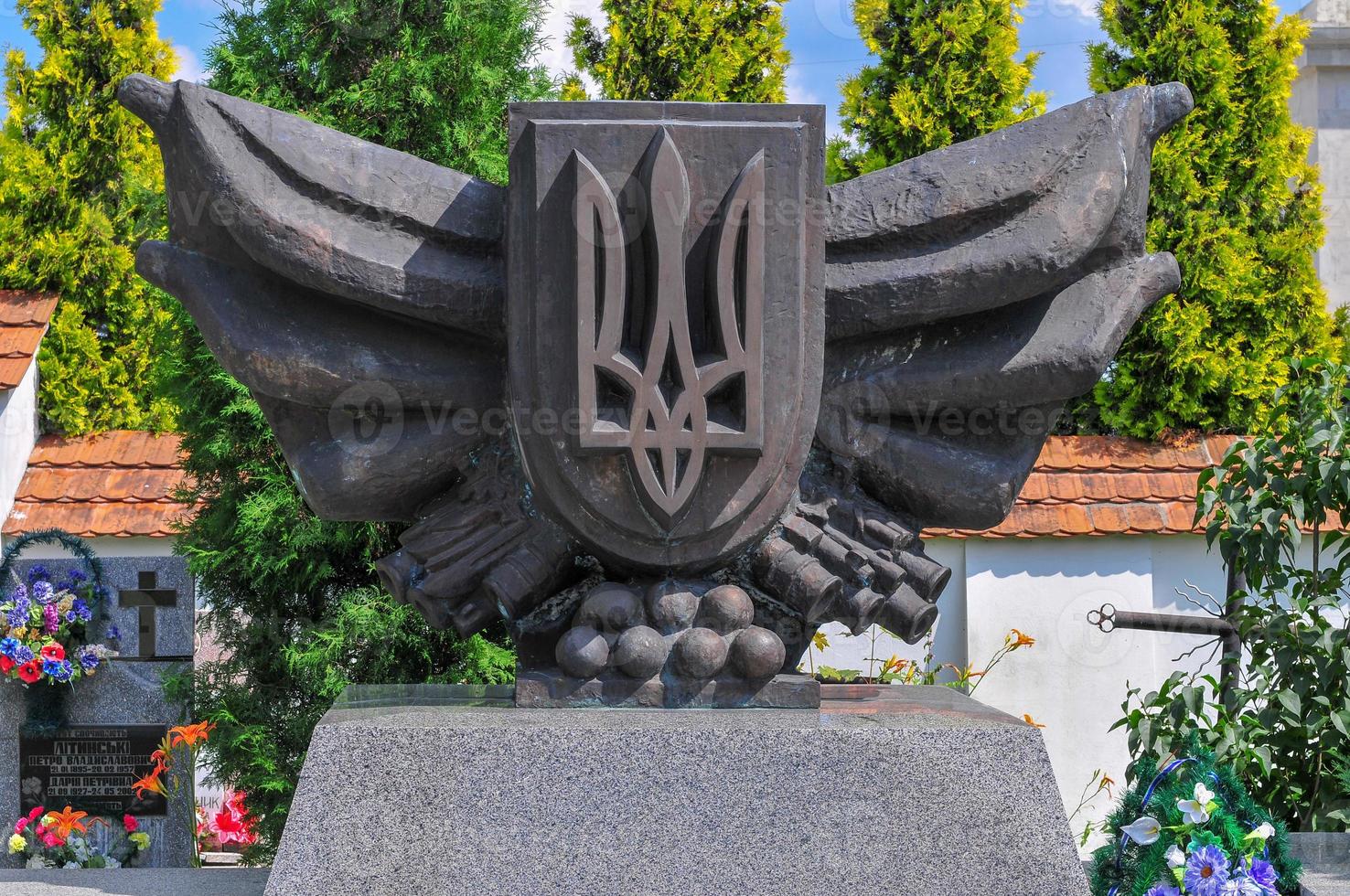 Monument in Lychakiv Cemetery  a famous and historic cemetery in Lviv, Ukraine. photo