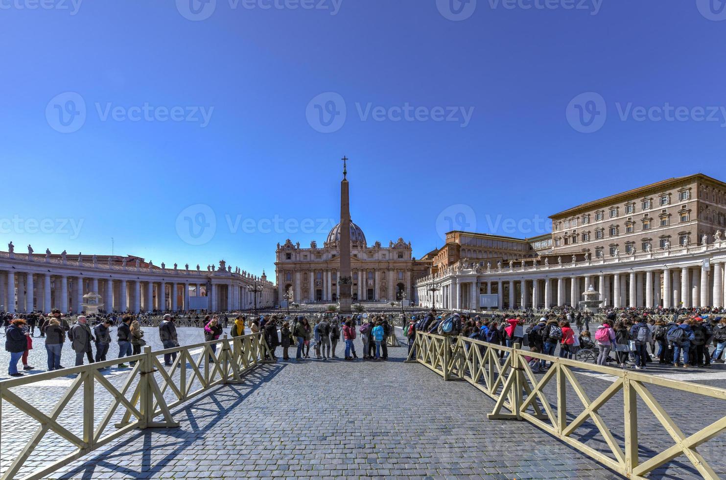 Saint Peter's Basilica and square in preparation for Easter celebration in the Vatican City. photo