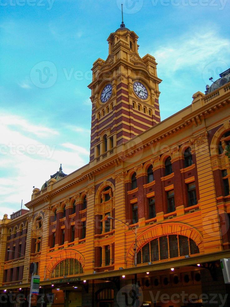 Flinders Street railway station, an iconic building of Melbourne, Australia, Victoria. Built in 1909. photo