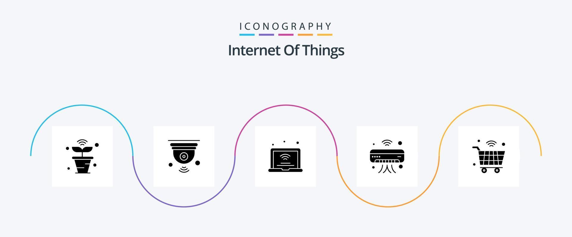 Internet Of Things Glyph 5 Icon Pack Including internet of things. ac. iot. wifi. internet of things vector