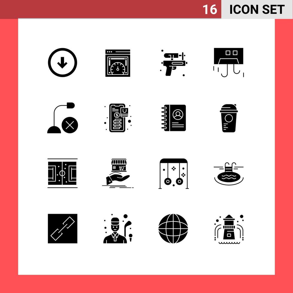 Modern Set of 16 Solid Glyphs and symbols such as hardware cooling web speed checking condition park Editable Vector Design Elements