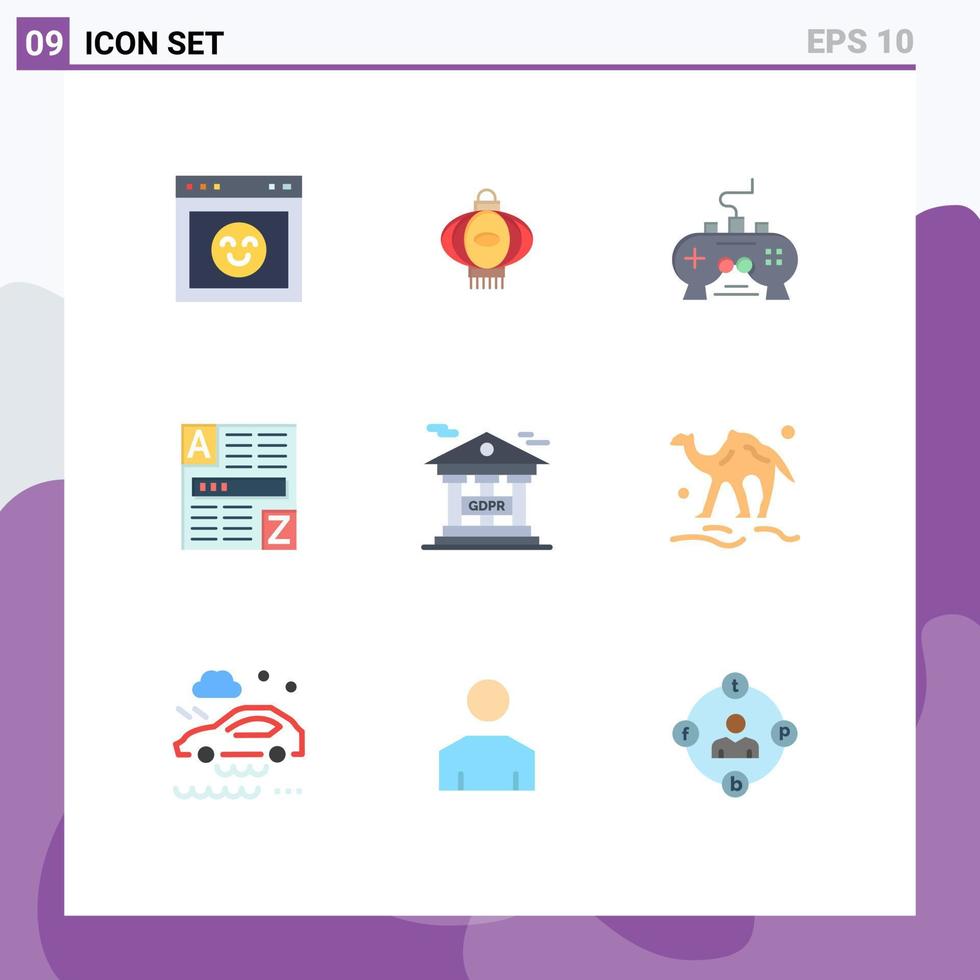 Modern Set of 9 Flat Colors and symbols such as bank code game web play station Editable Vector Design Elements