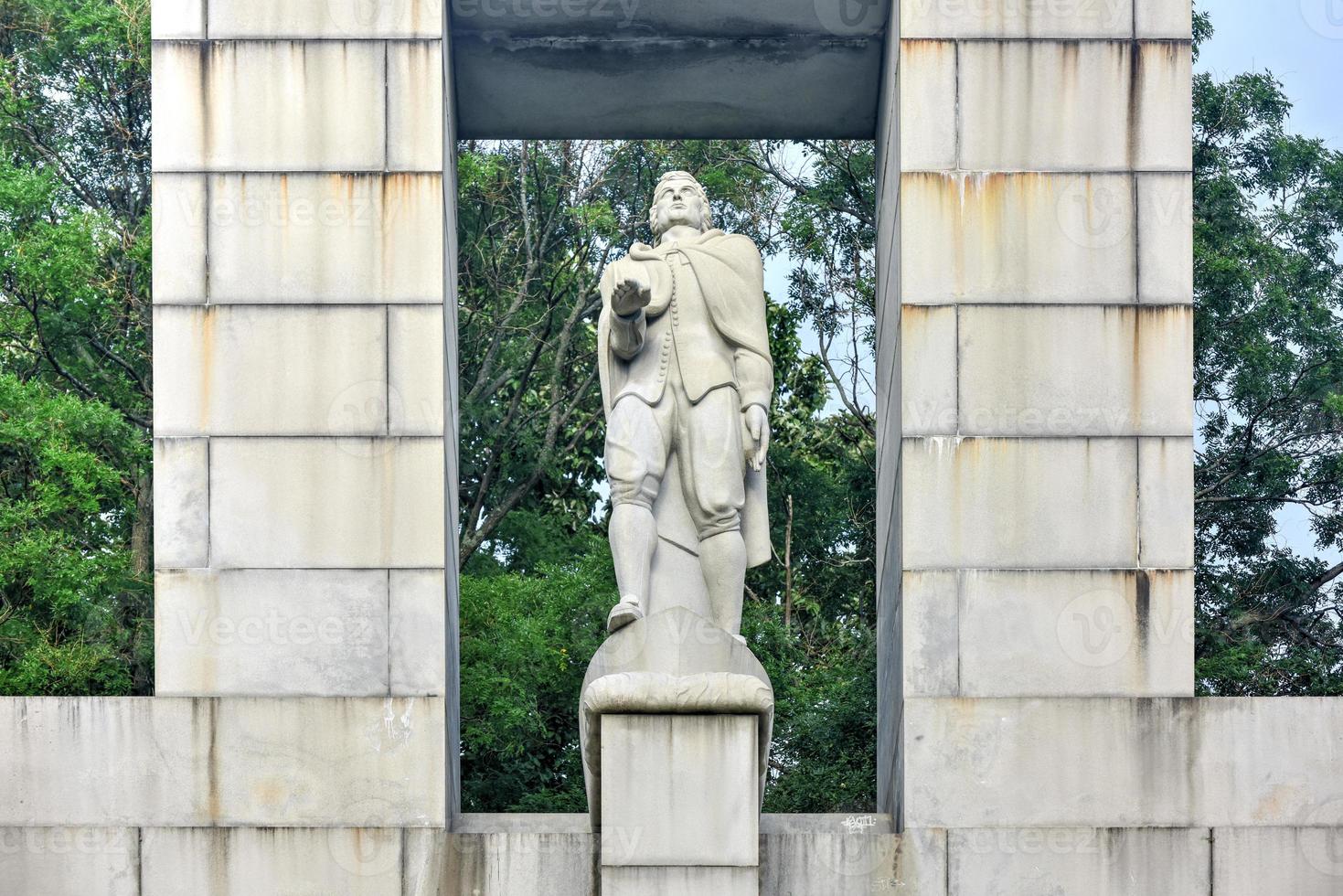 Prospect Terrace Park view of the Providence skyline and Roger Williams statue, Providence, Rhode Island, USA photo