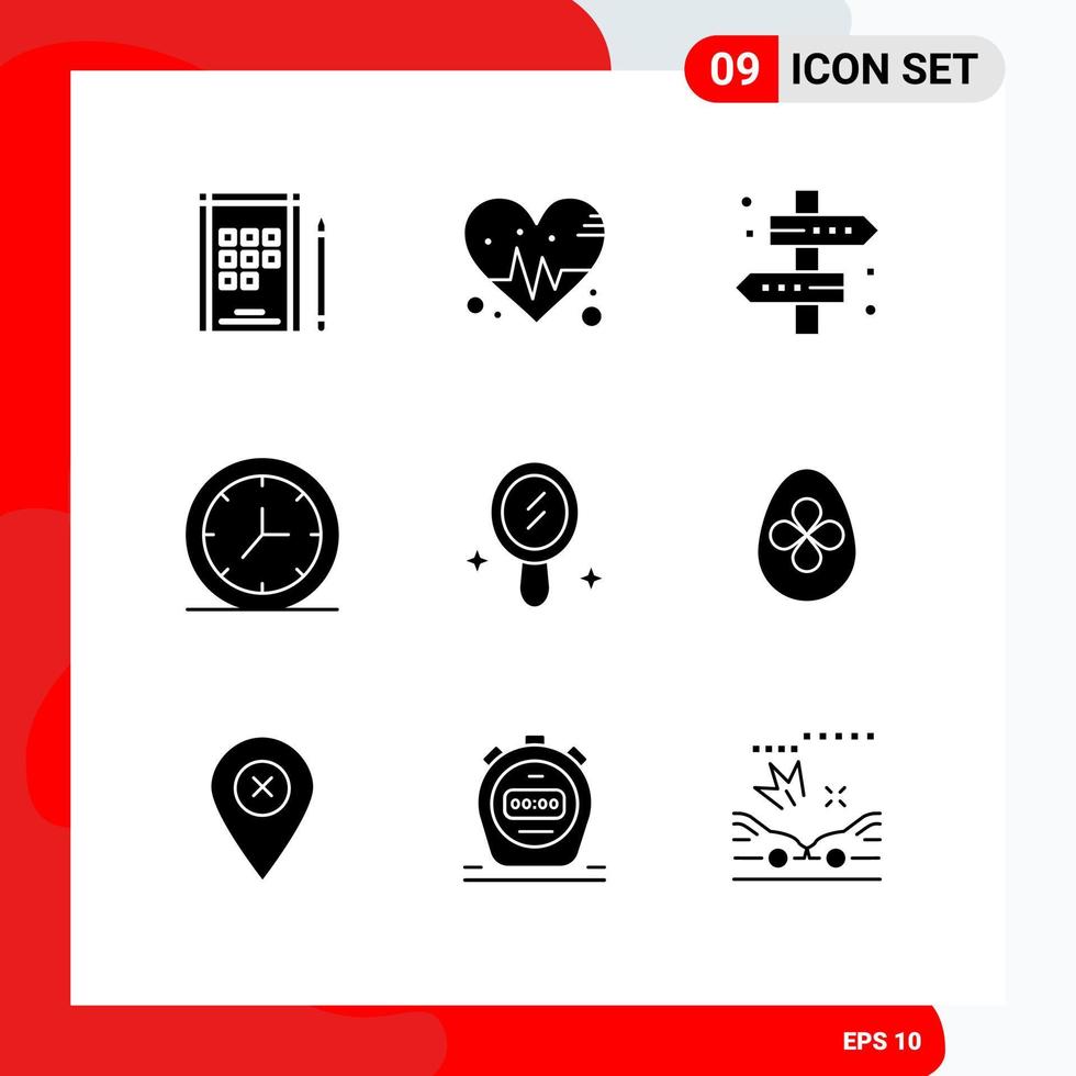 Universal Icon Symbols Group of 9 Modern Solid Glyphs of easter mirror tag interior interior Editable Vector Design Elements