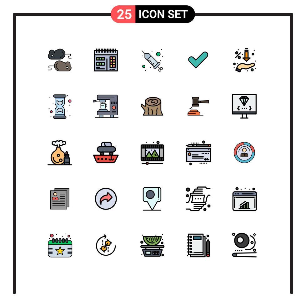 Universal Icon Symbols Group of 25 Modern Filled line Flat Colors of sales arrows injection good ok Editable Vector Design Elements