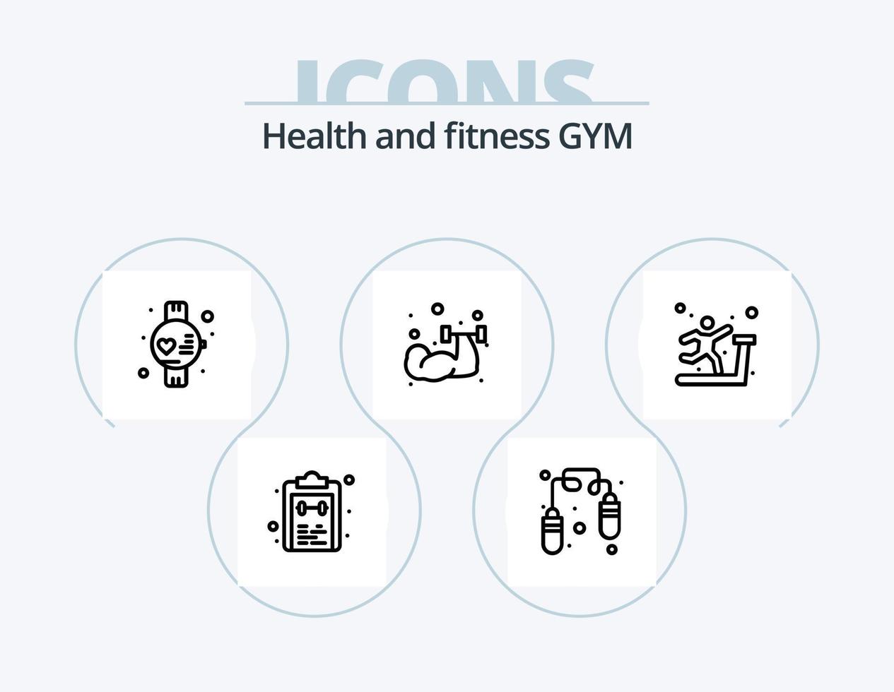 Gym Line Icon Pack 5 Icon Design. . fitness. gymnast. dumbbell. emblem vector