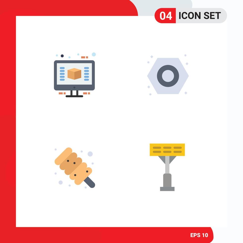 Modern Set of 4 Flat Icons Pictograph of architecture marshmallow render plumber construction Editable Vector Design Elements