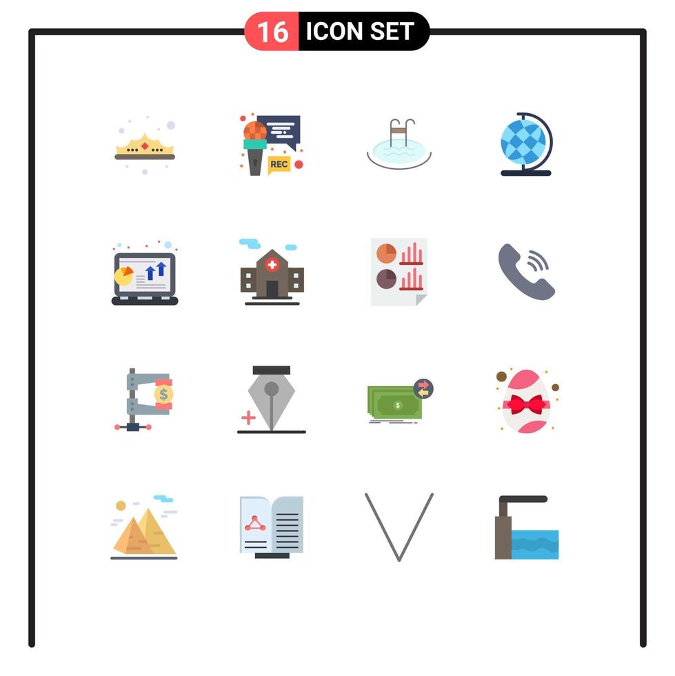 16 Creative Icons Modern Signs and Symbols of chart globe program geography service Editable Pack of Creative Vector Design Elements