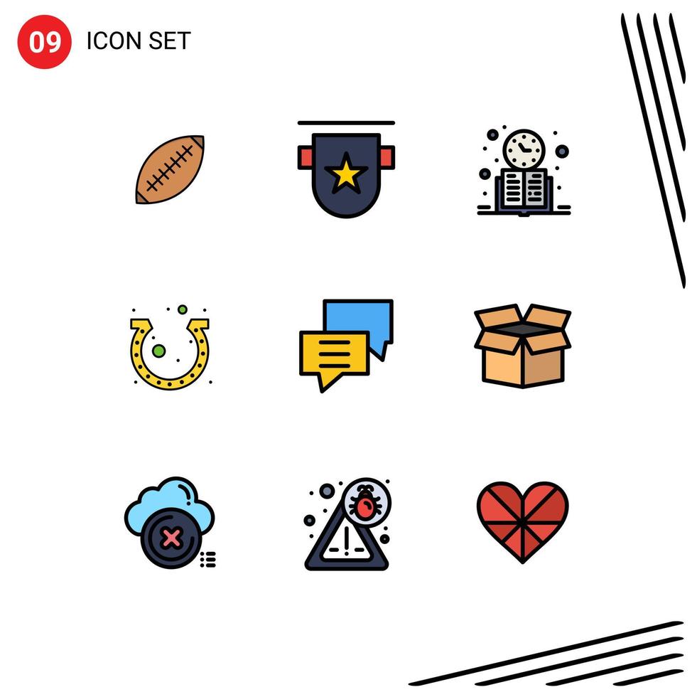 Stock Vector Icon Pack of 9 Line Signs and Symbols for day schedule badges learning book Editable Vector Design Elements