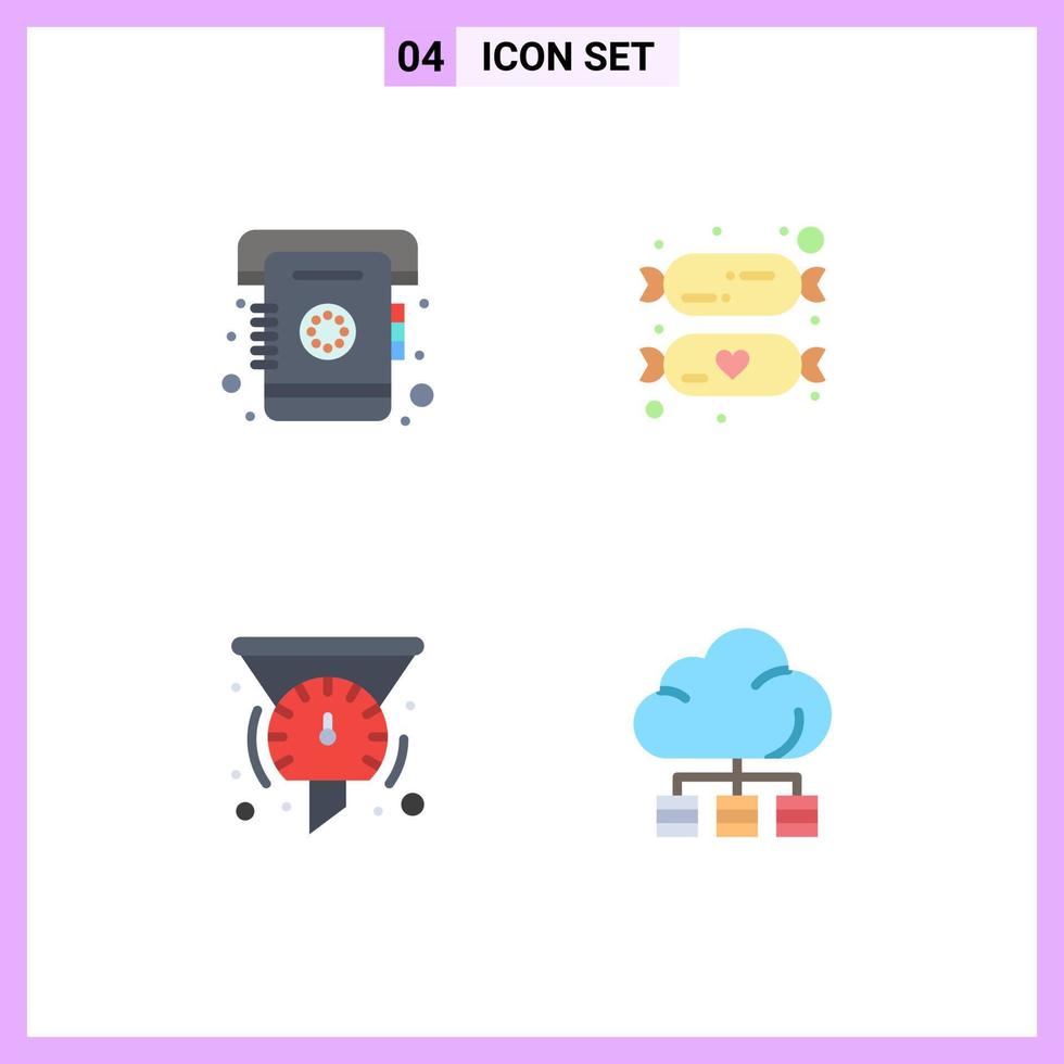 Editable Vector Line Pack of 4 Simple Flat Icons of phone filters list kids speedometer Editable Vector Design Elements