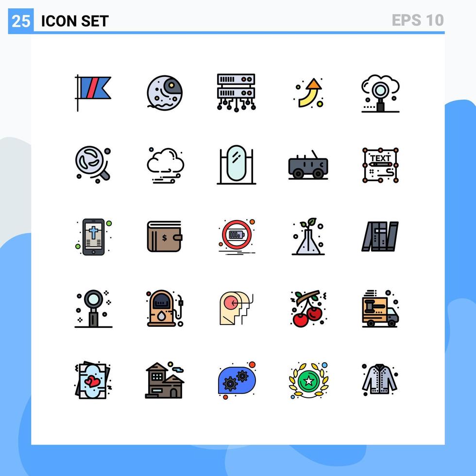 25 iconos creativos signos y símbolos modernos de optimización motor base de datos servidor nube flechas elementos de diseño vectorial editables vector
