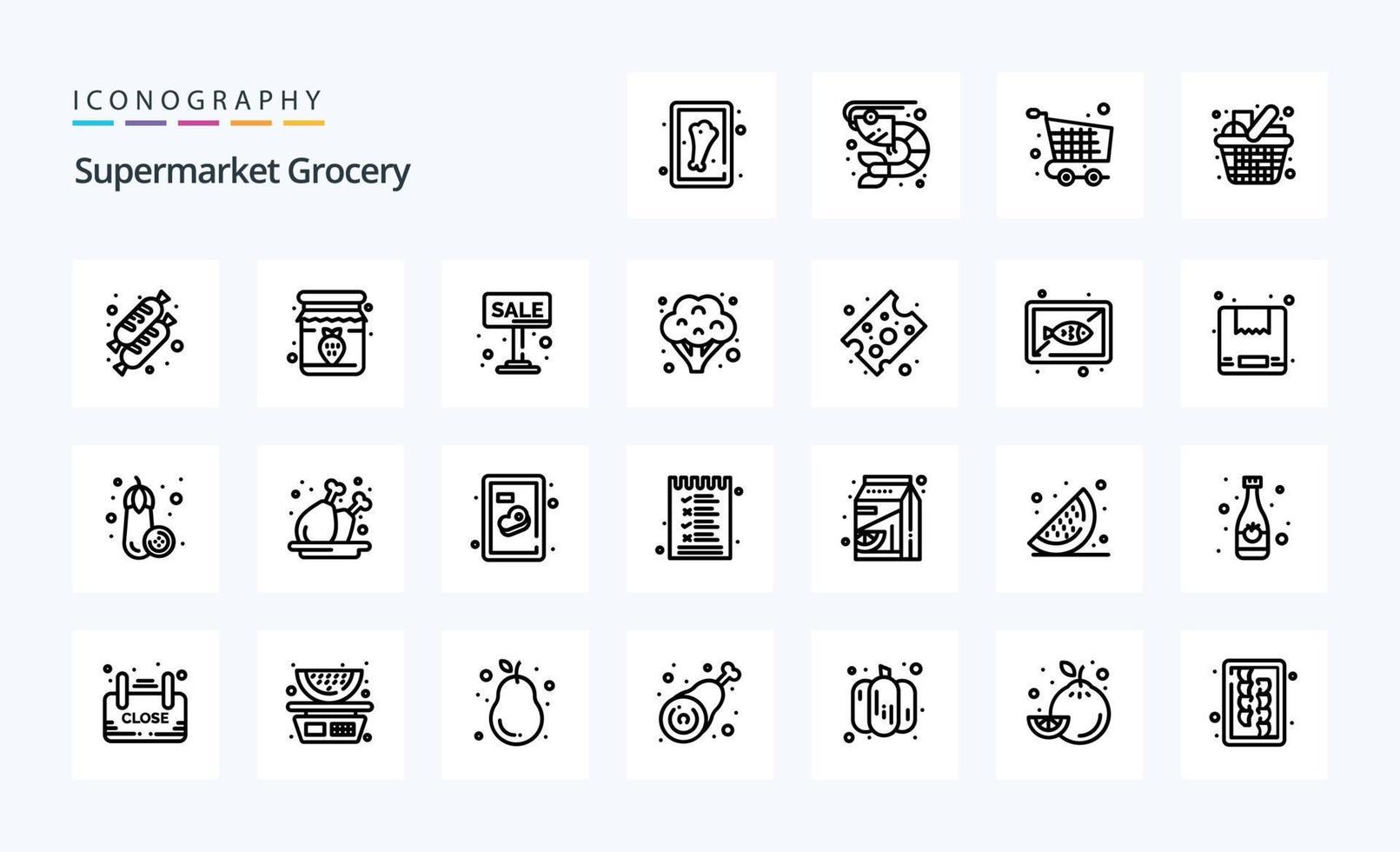 25 Grocery Line icon pack vector
