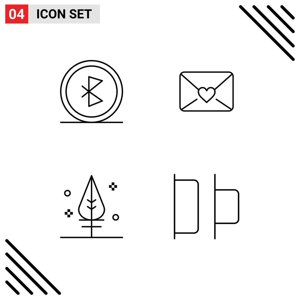 Pack of 4 Modern Filledline Flat Colors Signs and Symbols for Web Print Media such as bluetooth thanks network love distribute Editable Vector Design Elements