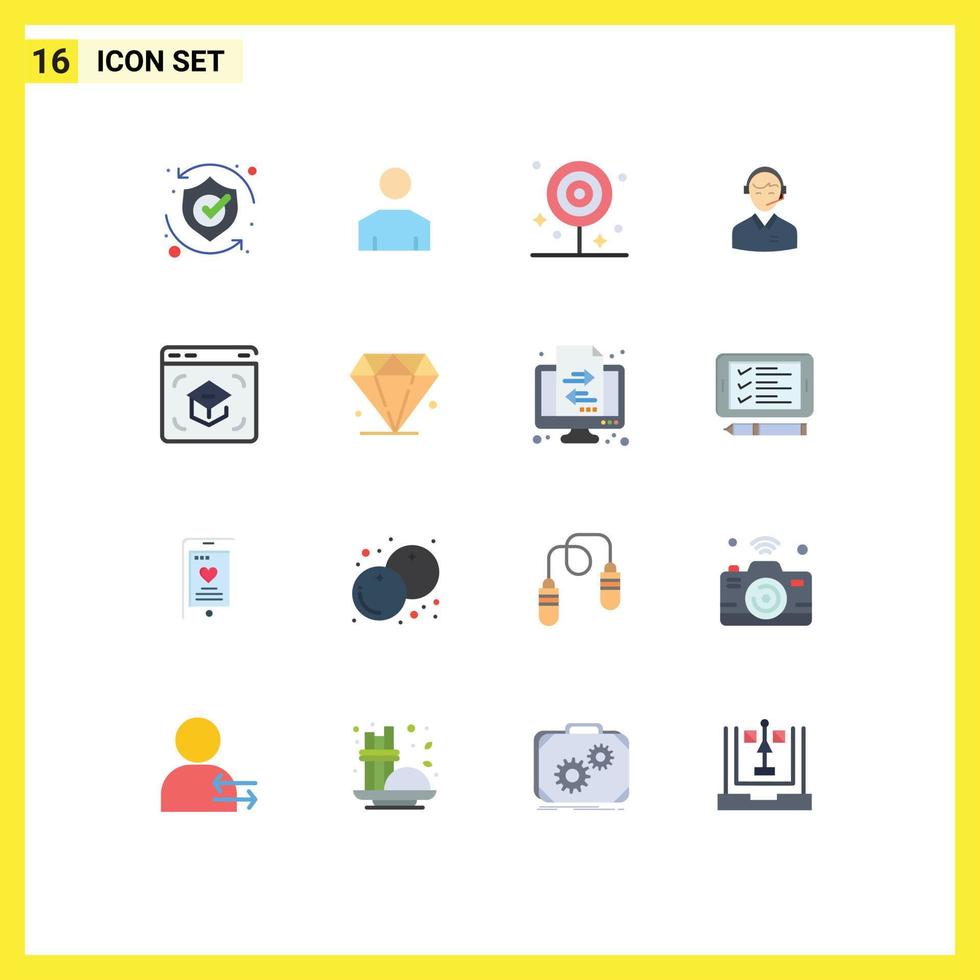 Modern Set of 16 Flat Colors Pictograph of customer business profile support food Editable Pack of Creative Vector Design Elements