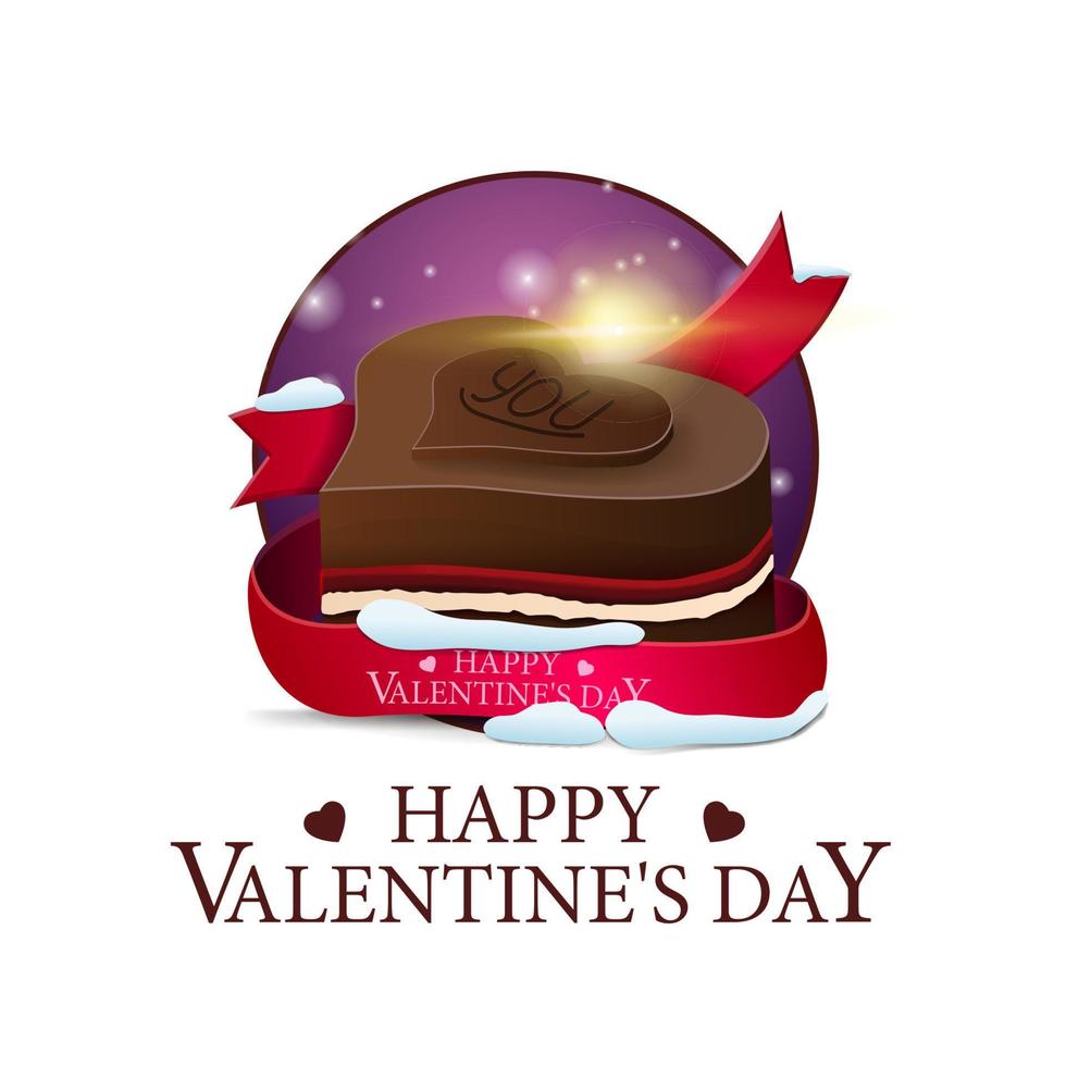 feliz día de san valentín, postal cuadrada blanca con dulces de chocolate en forma de corazón vector