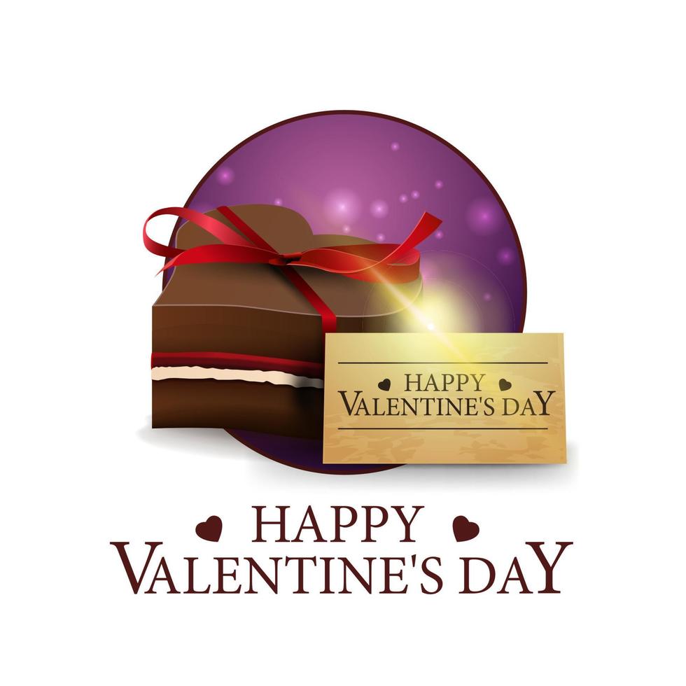 Happy Valentine's day, poscard with heart shaped chocolate candy vector