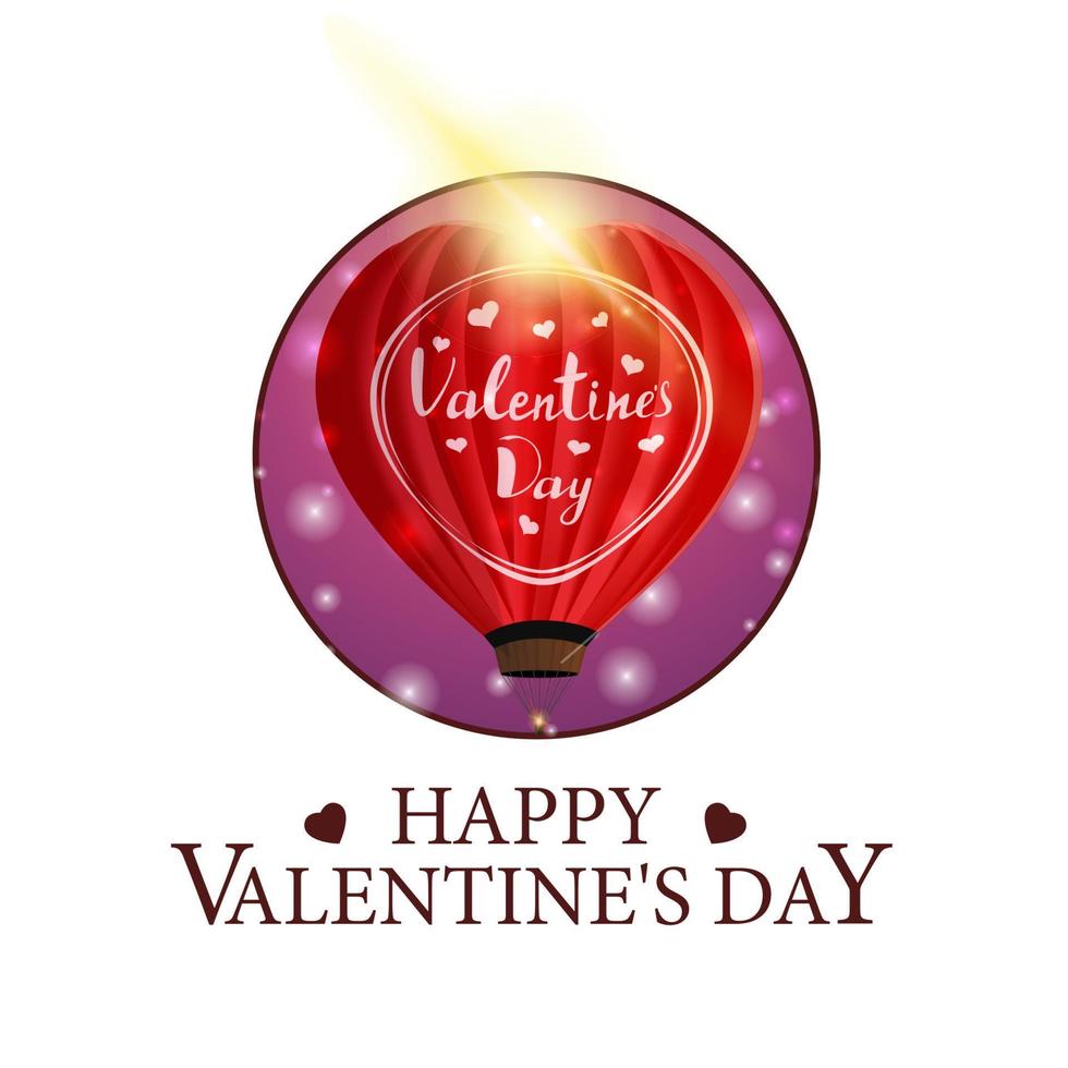 Happy Valentine's day, white square poscard with heart shaped balloon vector