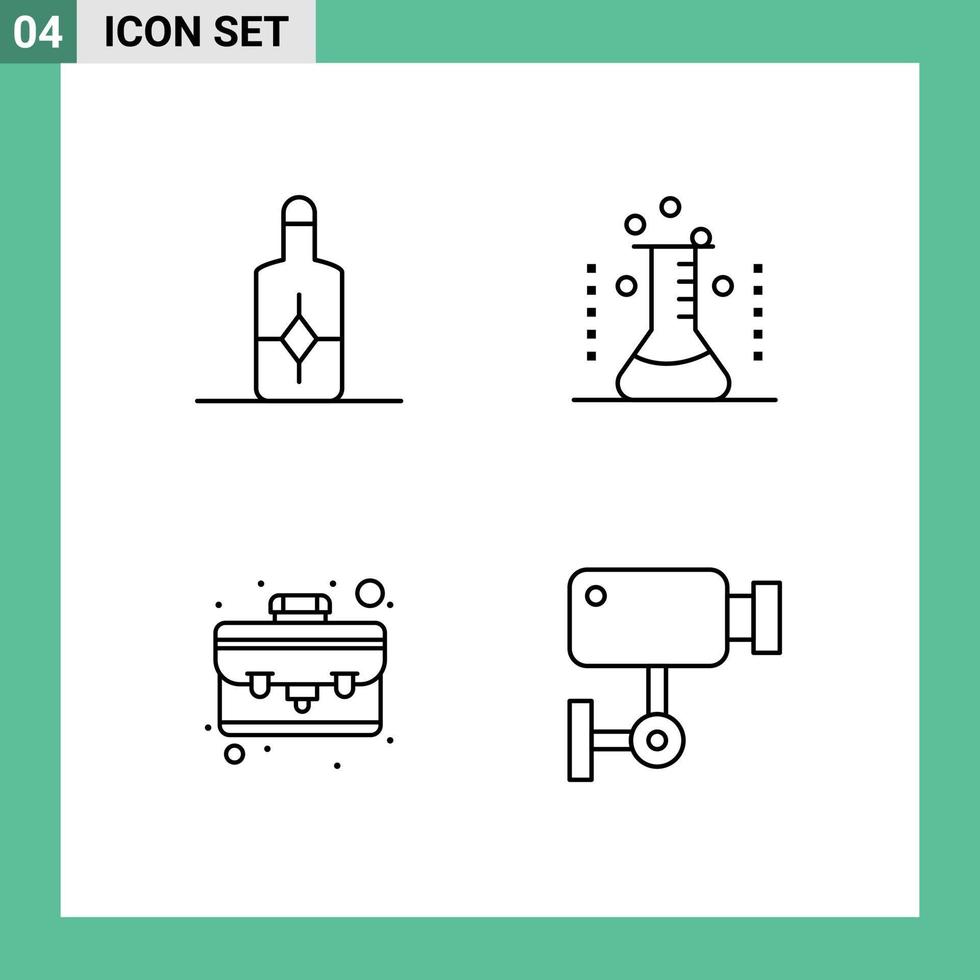 Pictogram Set of 4 Simple Filledline Flat Colors of beach portfolio health laboratory cam Editable Vector Design Elements