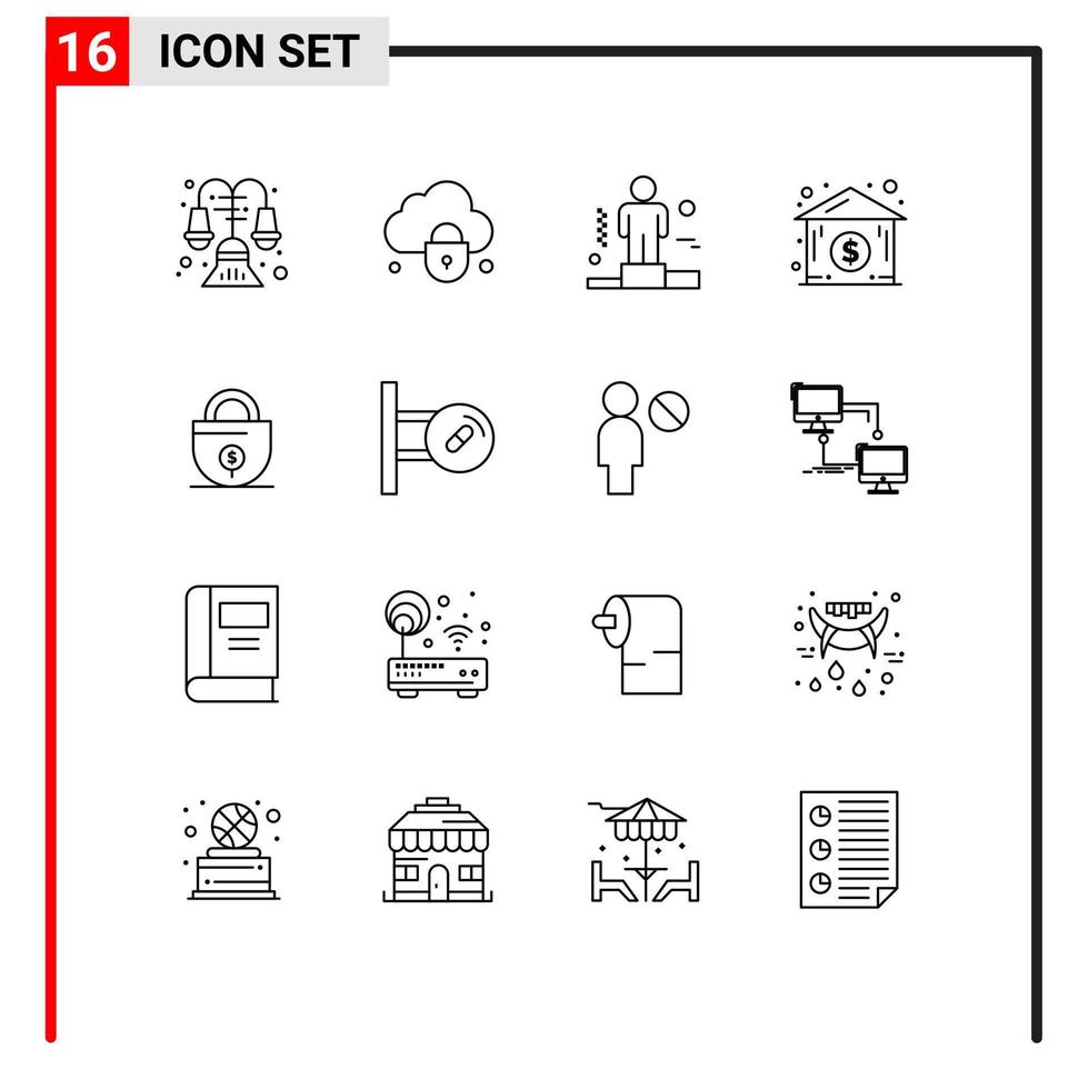 16 Thematic Vector Outlines and Editable Symbols of money business business real estate dollar house Editable Vector Design Elements