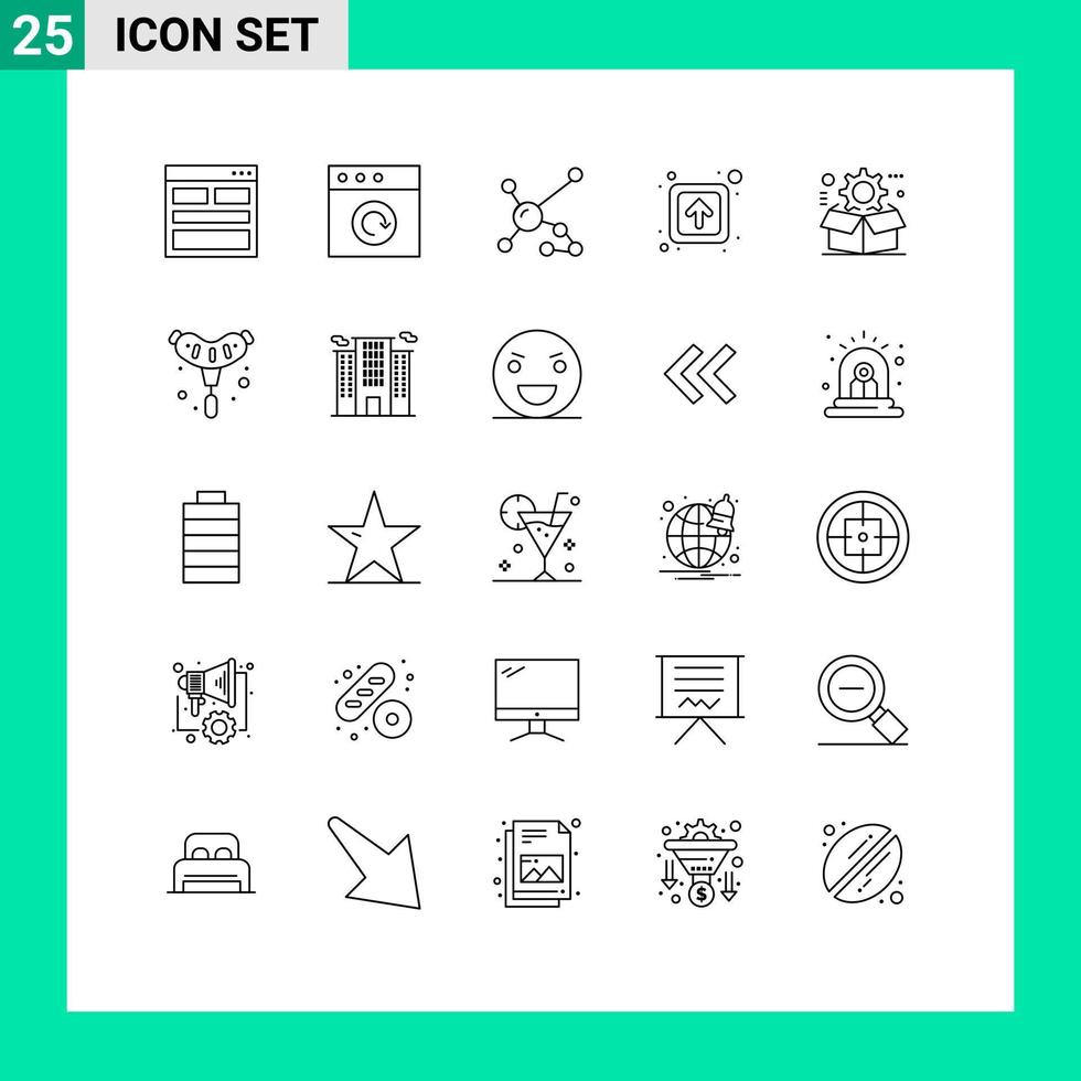 Universal Icon Symbols Group of 25 Modern Lines of box public atom forward genetic Editable Vector Design Elements