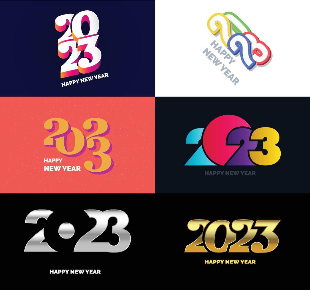 Big Collection of 2023 Happy New Year symbols Cover of business diary for 2023 with wishes vector