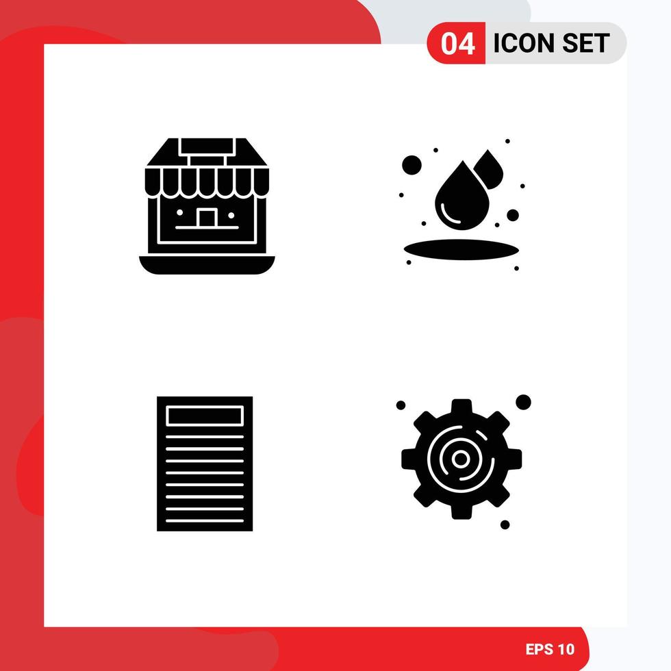 paquete de iconos de vector de stock de 4 signos y símbolos de línea para comestibles elementos de diseño de vector editables de equipo de agua de tienda roja