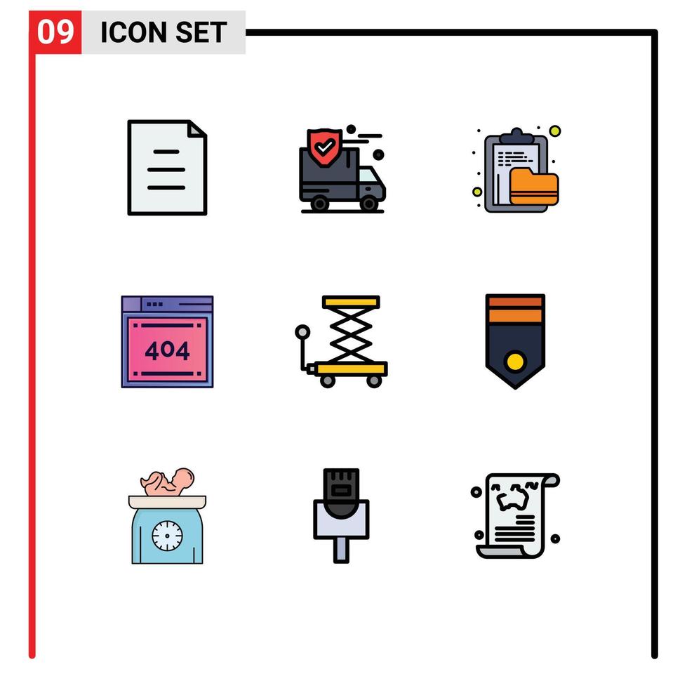 9 iconos creativos signos y símbolos modernos de construcción codificación portapapeles archivo de código elementos de diseño vectorial editables vector