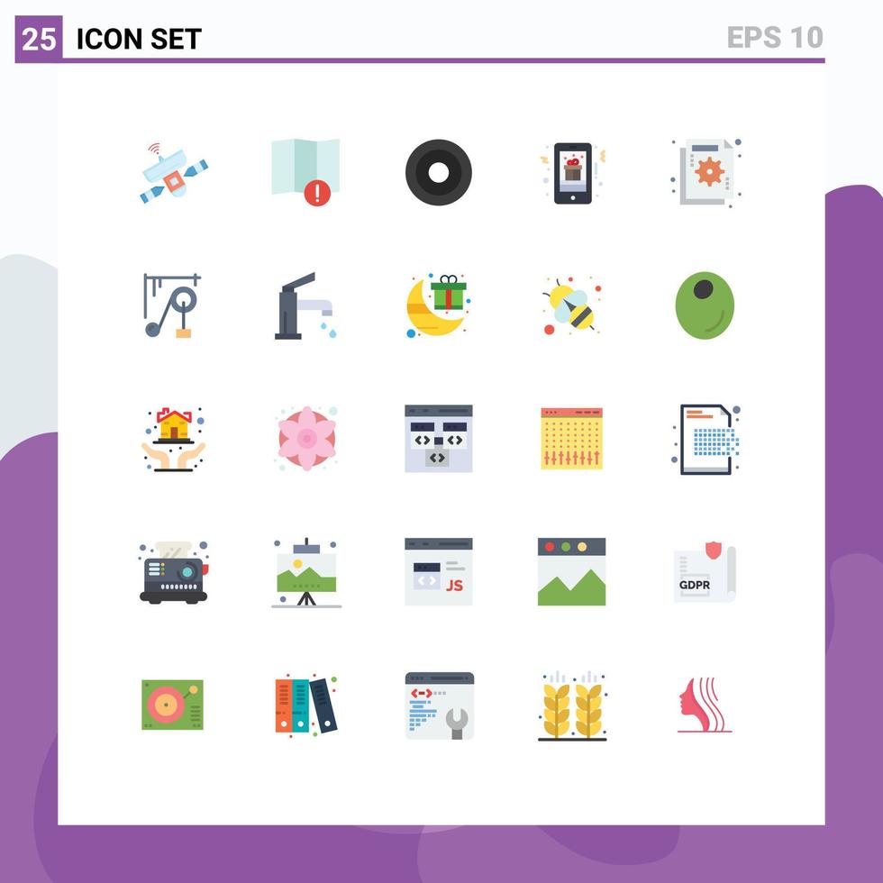 User Interface Pack of 25 Basic Flat Colors of analysis mobile gift basic mobile christmas Editable Vector Design Elements