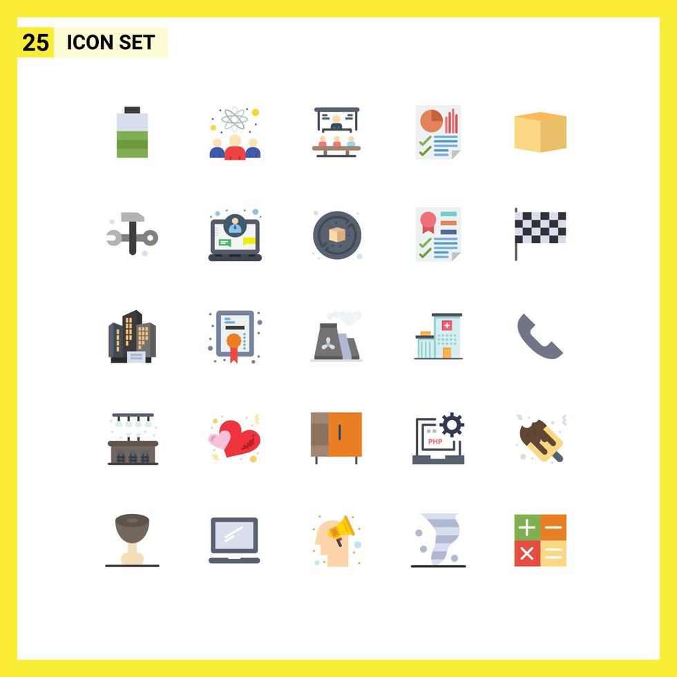 Universal Icon Symbols Group of 25 Modern Flat Colors of box page market share document bars Editable Vector Design Elements