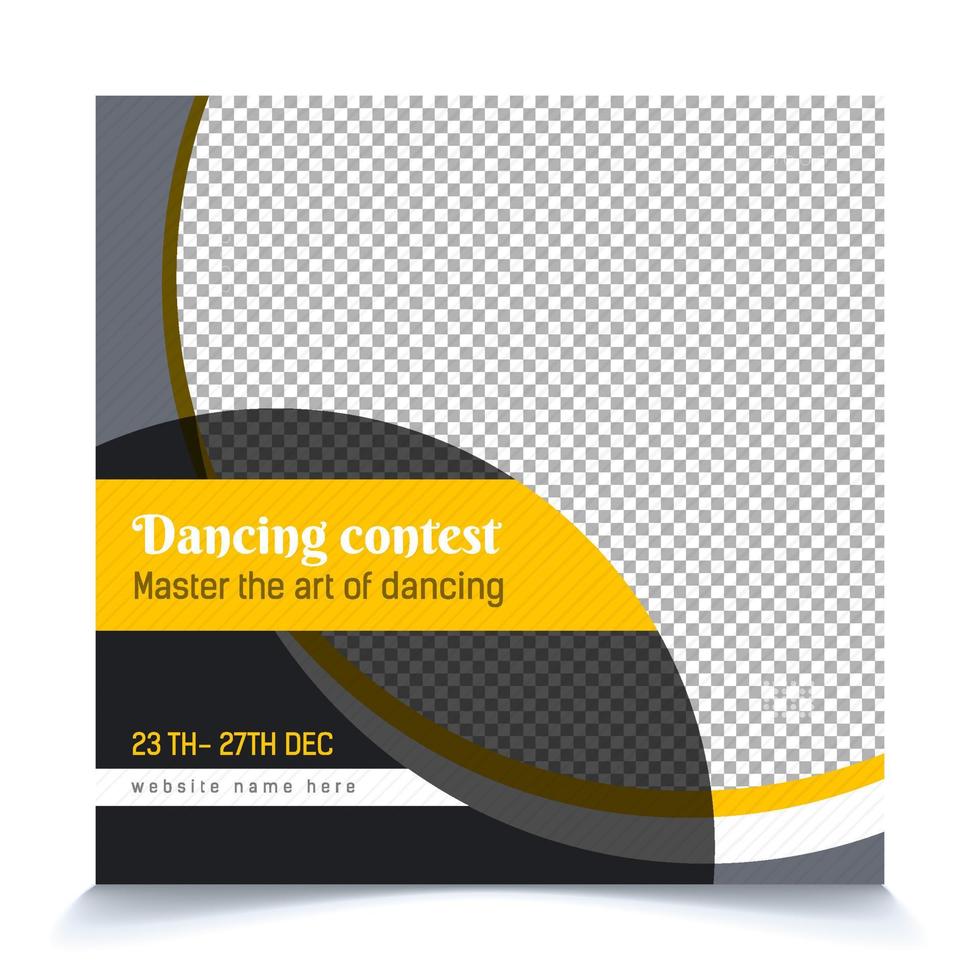Master of Dancing Contest square post template design vector