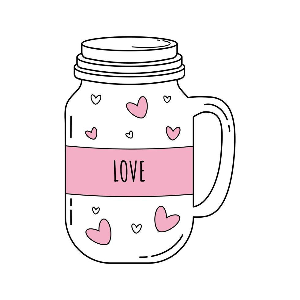 bottle with pink hearts vector