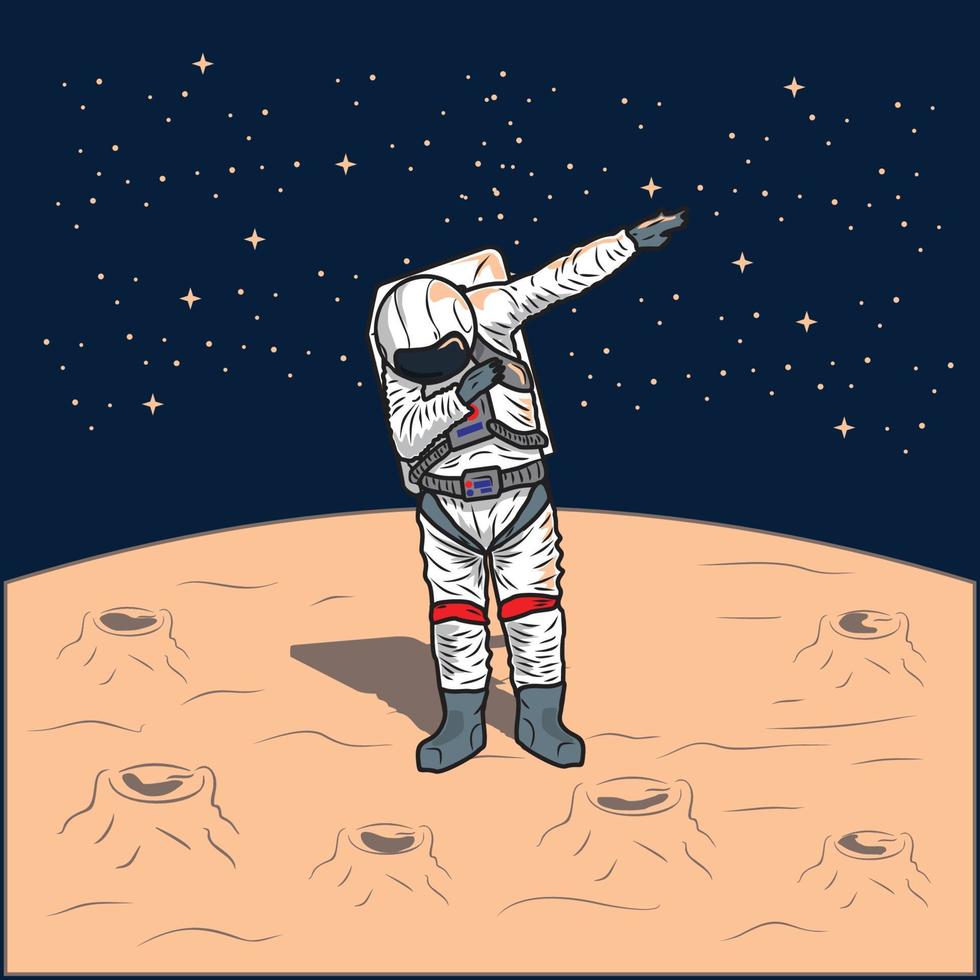 vector illustration - astronauts doing dab celebration - flat cartoon style