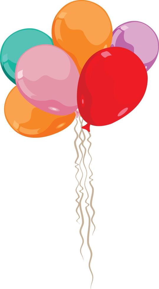 group of balloons colored in different colors such as red orange and green  some ribbons are hanging from them 16723599 Vector Art at Vecteezy