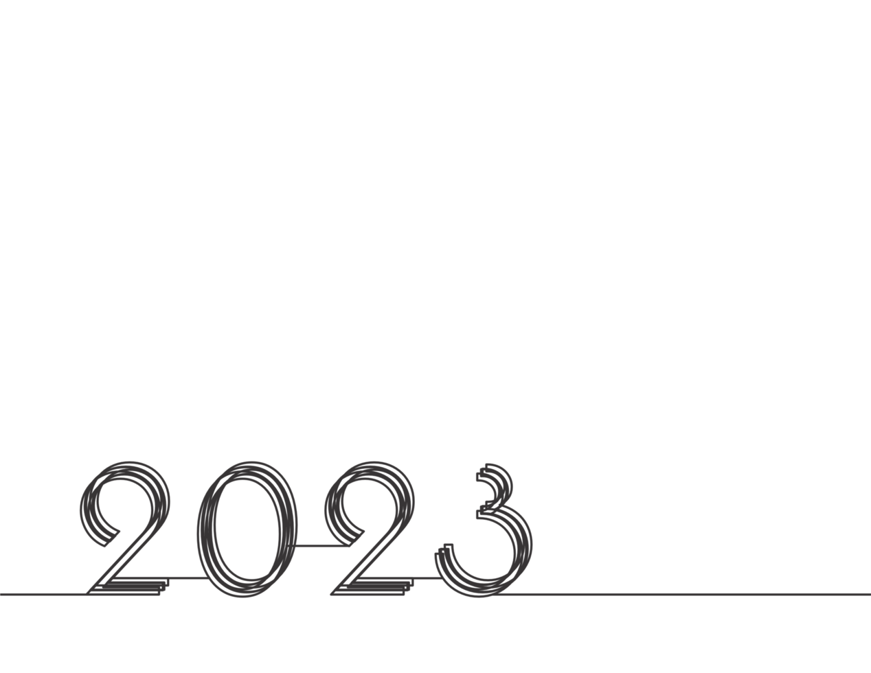 2023 Happy New Year logo text design. 2023 number design template. Collection of 2023 Happy New Year symbols.  illustration with black labels isolated png