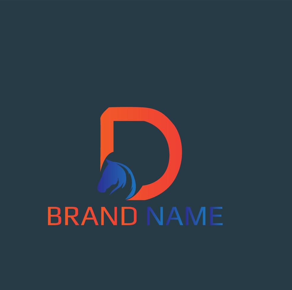 H.orse On Letter Logo Design D.D logo horse vector