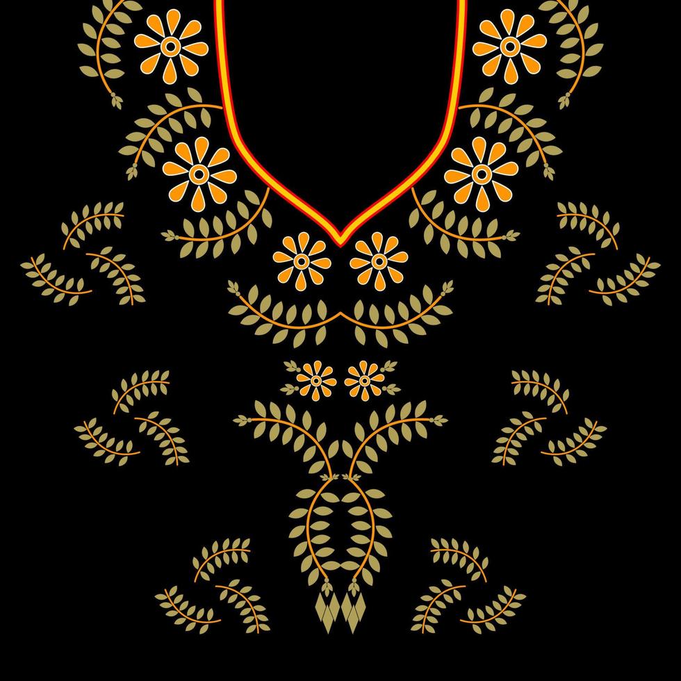 traditional geometric ethnic embroidered neckline pattern design vector